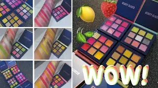 BEAUTY GLAZED BRIGHT EYESHADOW SWATCHES | BERRY, MELON, MINT & LEMON 9 Color Palette Swatches