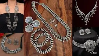 Trendy  Silver Necklace Sets For Women - Latest Antique Necklace Choker Earrings Designs