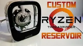 Custom water cooled reservoir in shape of AMD Ryzen Threadripper (box)