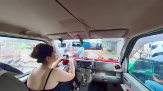 Lady Driving Barefoot on DA64W Isuzu Every Wagon; Colonnade 