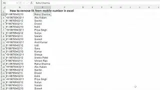 How to Remove 91 From a Mobile Number in Excel
