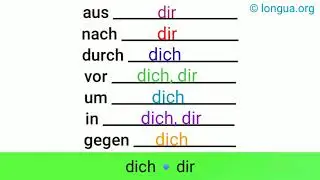 dich oder dir? &mdash; aus dir, nach dir, durch dich, vor dich dir, um dich, in dich dir, gegen dich