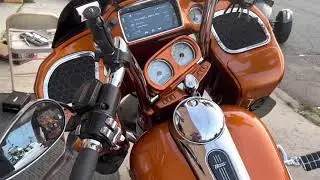 Harley Davidson Road Glide in for a Nvs Audio stage 2 high power 4 speaker audio upgrade .