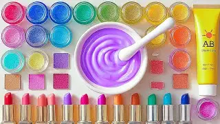 Relaxing Slime ASMR Video | DIY Making Purple Slime with Colorful Beads & Lipstick Makeup Set #56