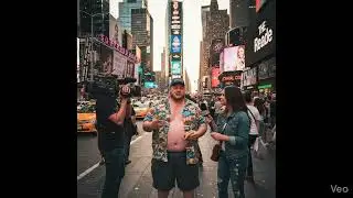 A Funny Fat Guy At New York Streets   