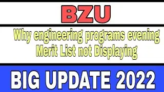 Bahaudin Zakariya University Multan DVM Dpharmacy Engineering Program Evening Merit List Update 2022