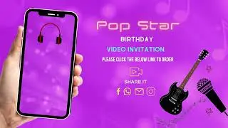 Pop Star Birthday Video Invitation - Pop Star Music Theme Party Invite