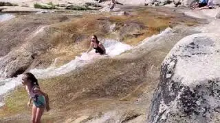 Natural rock water slides are fun