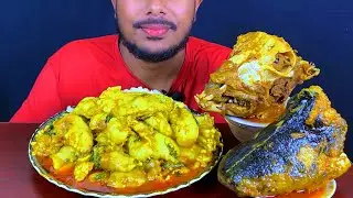 Eating Spicy Most Oily Mutton Fat Curry,Big Goat Head,Pangas Fish Head With Rice | Asmr Mukbong Show