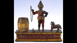 In Action : 'Trick Dog' Animated Cast-Iron Bank