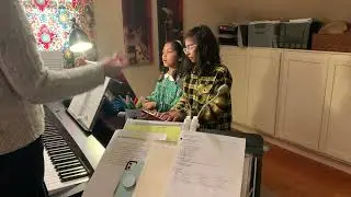 Eesa and Rayya piano class in Fall visit