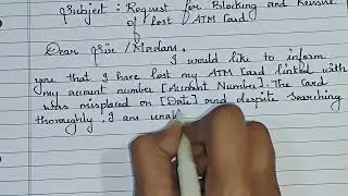 Blocking and Reissue of Lost ATM Card | Handwriting Practice |Letter writing 