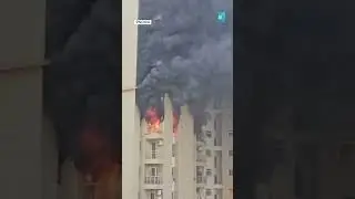 A fire started at Lotus Boulevard society in Noida sector 100 when an AC unit exploded this morning.