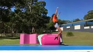 Sell gymnastics tumbling mat airtrack blue surface white side air track for cheap