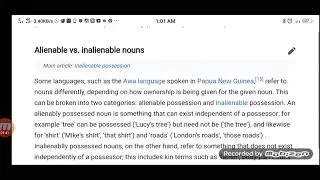 difference between allenable and inallenable nouns |