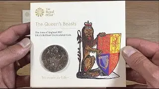 THE LION OF ENGLAND &pound;5 COIN || THE QUEEN'S BEASTS SERIES || 2017 (ROYAL MINT)