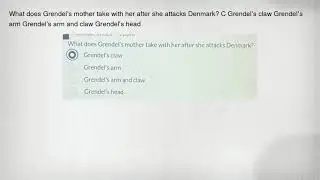 What does Grendel's mother take with her after she attacks Denmark? C Grendel's claw Grendel's arm G