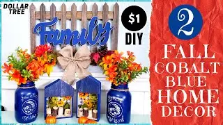 2 DOLLAR TREE DIY Fall Home Decor | Family Picket Wall Fence | Lighted Fall Houses | Cobalt Part 1