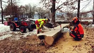 Stihl Kettensäge im Mobiles Sägewerk meets Eichenstamm / Timelapse