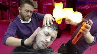 ASMR BARBER 💈face and ear cleaning💈HAIRCUT💈EAR BURN💈EAR CRACK💈 head, neck, face, back, ear massage
