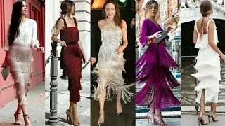 Flawless and trendy evening party wear fringe dresses falda flecos for ladies #2020