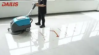Dailis DLS-XS30 15&Prime; Single Brush Foldable Hand Push Floor Scrubber Machine with Battery