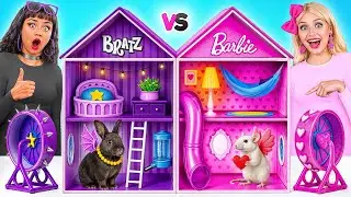 One Colored House Challenge for Pets Barbie vs Bratz | Funny Decoration Ideas by Multi DO Smile