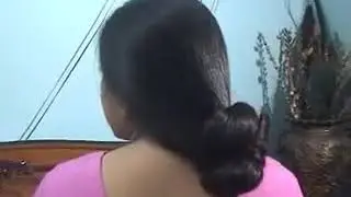 Long hair bun making and combing by beautiful Ananya