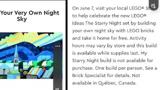Lego Store Free Vincent Van Gough Starry Night Challenge Build at The Lego Store!