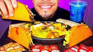 ASMR EATING TACO BELL MUKBANG TACOS NACHOS WITH CHEESE BURRITO FREEZE DRINK JERRY NO TALKING
