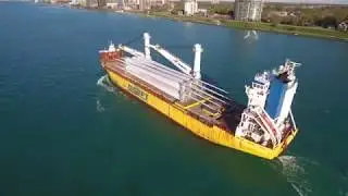 5.13.20 - Happy Ranger - Upbound Detroit River with wind turbine blades