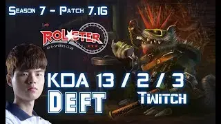 KT Deft TWITCH vs VAYNE ADC - Patch 7.16 KR Ranked