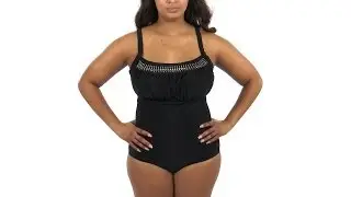 Delta Burke Plus Size Solid Peasant One Piece | SwimOutlet.com