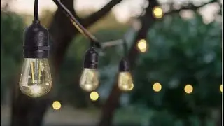48 Ft Waterproof LED Outdoor String Lights - Hanging, Dimmable 2W Vintage Edison Bulbs