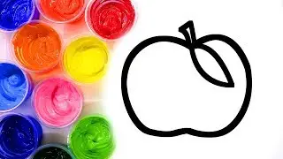 Painting Apple, Star and Winged Heart Painting Pages,  Learn to Paint for Children.