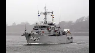 BELGIAN NAVY TRIPARTITE CLASS MINEHUNTER BNS LOBELIA M921 DEPARTS DEVONPORT - 28th January 2021