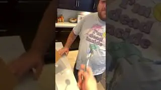 Jonah taking a huge chunk of DavidDobrik's cake
