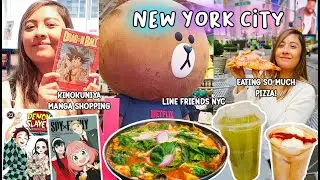 Line Friends NYC store, Manga Shopping at Kinokuniya, Cafe + Pizza! | NYC Travel Vlog