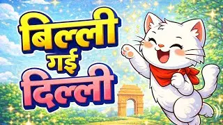 Billi Gayi Dilli 🐱🇮🇳 | Hindi Kids Rhyme | Billi Bandar Bhalu Cartoon Story
