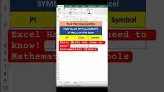 Excel Tips: You Need to Know!! Create Symbol of Pi (&pi;): UNICHAR Function #shorts  #excel