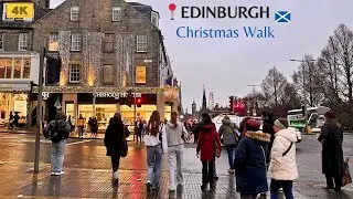 🎄 Edinburgh Cozy Christmas Night Walk on Princes Street | 4K Scotland Walking Tour. 