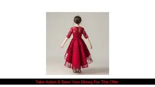 Slide Wine Red Lace High Low Flower Girl Dresses For Weddings 2019 New O-neck With Half Sleeves Sho