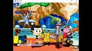 mugen: Oswald, mordecai, Pikachu y hanazuki vs Naruto, Dave, Pluto y woody