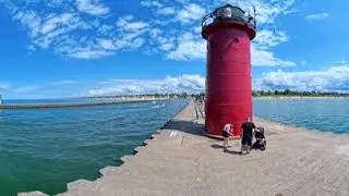 360&deg; Video, South Beach and Pier/Lighthouse, South Haven Michigan. 8-22-2025. Insta360 5X.