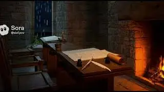 Medieval Fireplace Ambience 🔥 Candlelight, Rain & Soft Thunder | 1 Hour Cozy Night