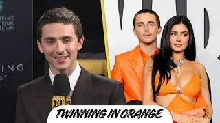 Timoth&eacute;e Chalamet on His and Kylie Jenner's MATCHING Orange Outfits (Exclusive)