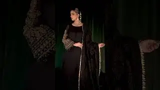 P-246 Black Crinkle Chiffon Suit paired with Micro Velvet Shawl | KHUDA BAKSH by RASHID SIDHU