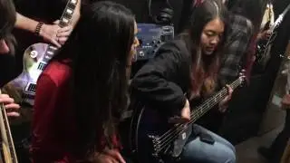 Gibson Guitar tour bus stops by Cresskill High School