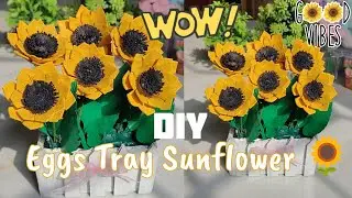 How to make a Sunflower 🌻 DIY Egg tray Flower 🌻 paper flower craft ideas 💡#bts #asthetic #newideas 
