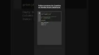 Creating Empty DataFrame using PANDAS library in Python 🆒😁🆒 